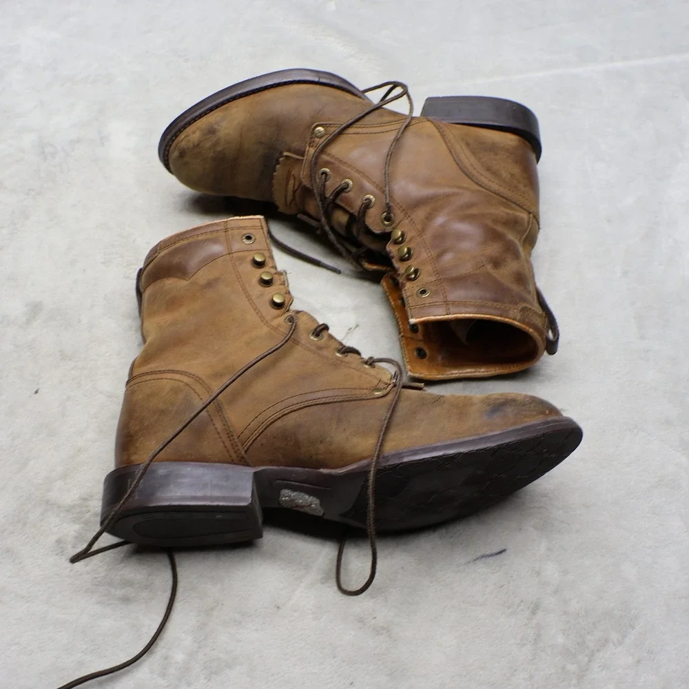 Twisted X Mens 8.5EE Work Boots Brown Leather Lace Up Rugged Utility MLC 0001